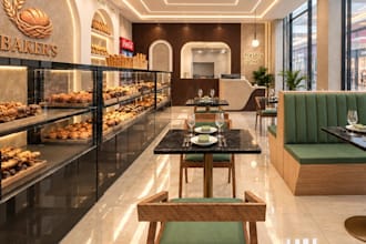 remodel 3d pastry retail,cafe interior layout,bakery shop render,cgi restaurant