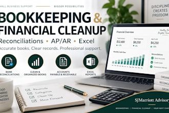 do bookkeeping, bank reconciliation and financial cleanup