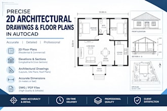 draft precise 2d architectural drawings