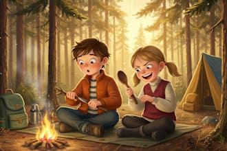 draw watercolor children book illustration and storybook character design