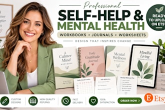 design canva mental health workbook, self help ebook and therapy worksheets