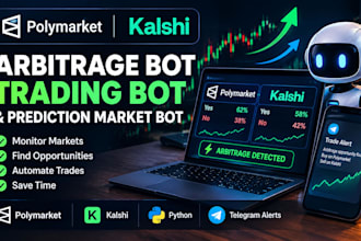 build polymarket bot and kalshi arbitrage bot, trading bot, trading market bot