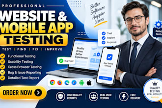 do website testing, mobile app testing, usability testing, and bug QA