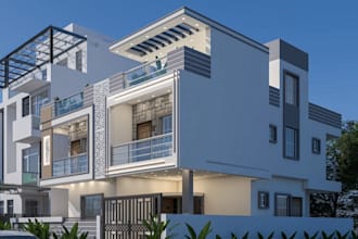 render 3d architectural exterior home design, interior house walkthrough video