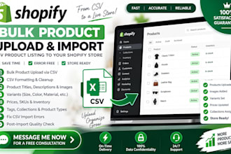 upload and import bulk CSV product listings to your shopify store