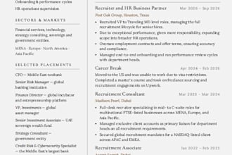 full desk recruiting in finance, tech, marketing across emea, USA canada, europe