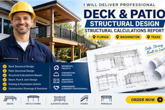 deliver full fl wa tx deck patio structural design structural calculation report
