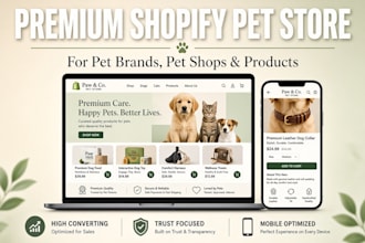 design a premium shopify store for pet brands, pet shops, and pet products
