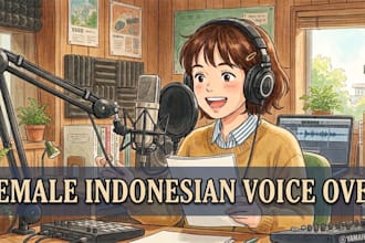 record a professional female indonesian voice over