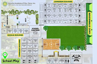 design campus map, school map, university map and facility wayfinding map