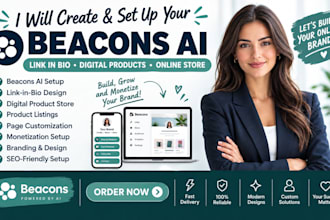 setup and design beacons ai digital product store and marketing