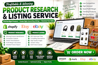 do shopify etsy ebay product research amazon fba product listing product upload