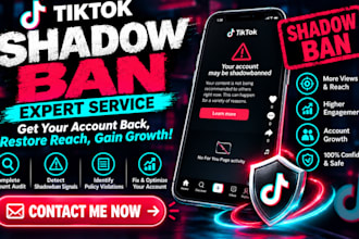 fix and audit tiktok shawdowbans, fix shadow ban issues, handle appeals