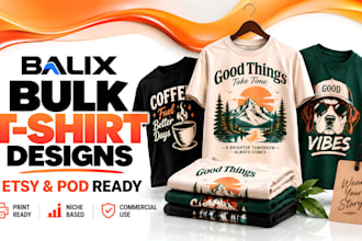create bulk tshirt designs for etsy pod
