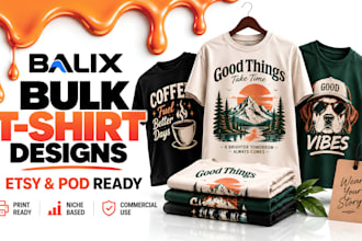 create bulk tshirt designs for etsy pod