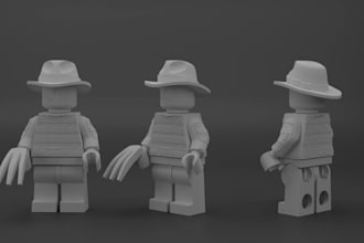 create custom 3d lego model, lego minifigure, 3d mask, 3d helmet, statue, head