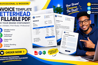 design editable invoice template letterhead fillable pdf for brand stationary