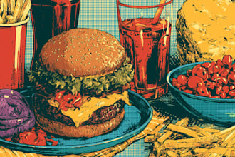 draw a food pop art illustration
