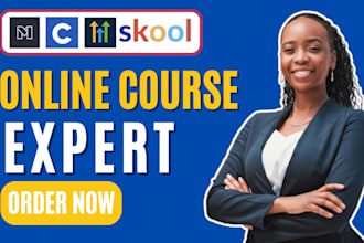 set up skool community, skool elearning, courses and upload courses