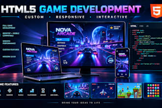 develop a custom HTML5 game and website with javascript