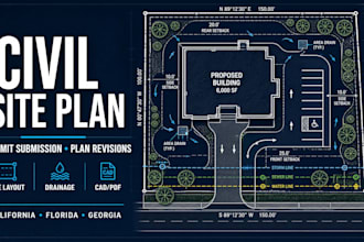prepare civil site plans for permit submission in california florida georgia