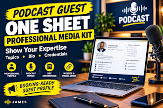 create a professional podcast guest one sheet and media kit