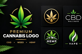 design premium cannabis, weed, cbd and hemp logo