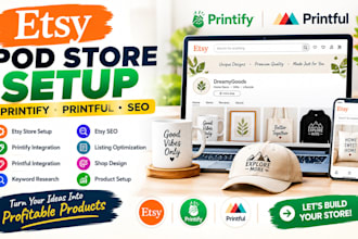 do etsy printify printful pod store setup SEO keyword research etsy shop design