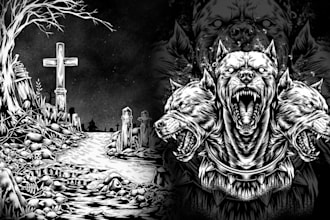 create hardcore artwork for band or brand