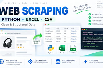 scrape website data and deliver clean excel or CSV files