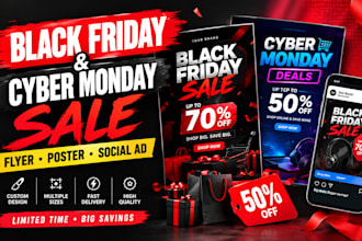 design black friday cyber monday sale flyer poster  social media ads