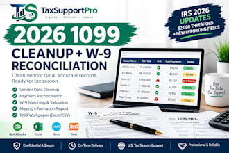 clean up 2026 1099 vendor data and reconcile w9 payment records
