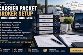 prepare carrier packet, broker setup and trucking onboarding documents