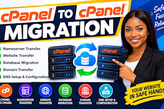 cpanel to cpanel migration nameserver website database domain dns transfer
