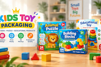 design premium kids toy packaging, toy box and product packaging