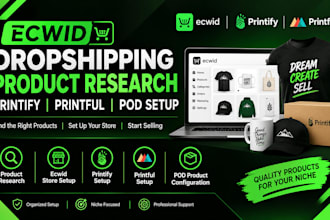 ecwid dropshipping product research printify printful print on demand setup