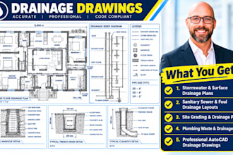 draw drainage drawings civil site drainage plumbing riser permit plan