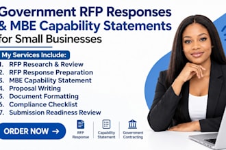 provide government rfp responses and mbe capability statements for small busine