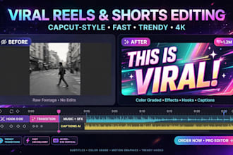 do professional video editing for reels, youtube shorts