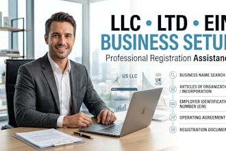 assist with llc formation, ltd registration, ein and business setup