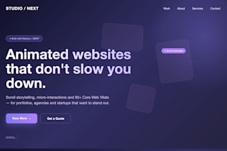 build a fast animated next js portfolio or agency website