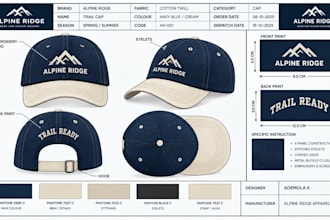 design your cap, bucket hat, trucker cap, beanie tech packs 4 manufacturing
