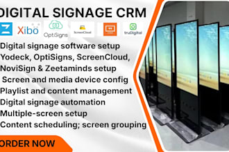 setup digital signage CRM yodeck optisigns screencloud xibo novisign zeetaminds