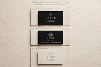 design modern minimalist logo business card, and social media posts