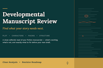 analyze your manuscript for plot, characters, pacing and structure