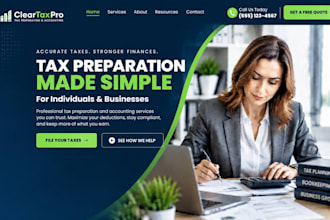 design wix tax preparation website, accounting service financial advisor website
