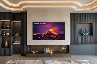 modern TV wall unit acustom cabinetry and 3d rendernd media wall design with