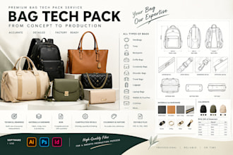 tech pack bag for backpack, duffle bags, hiking bag cad with factory ready files