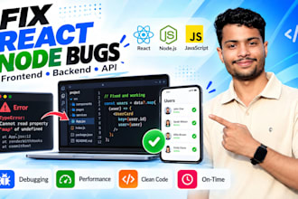 fix react node js and javascript bugs