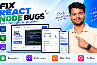 debug and fix react node js javascript bugs and errors